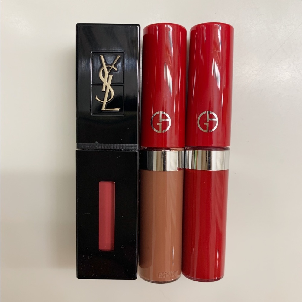YSL Vinyl Cream lip stain and Armani Lip Maestro